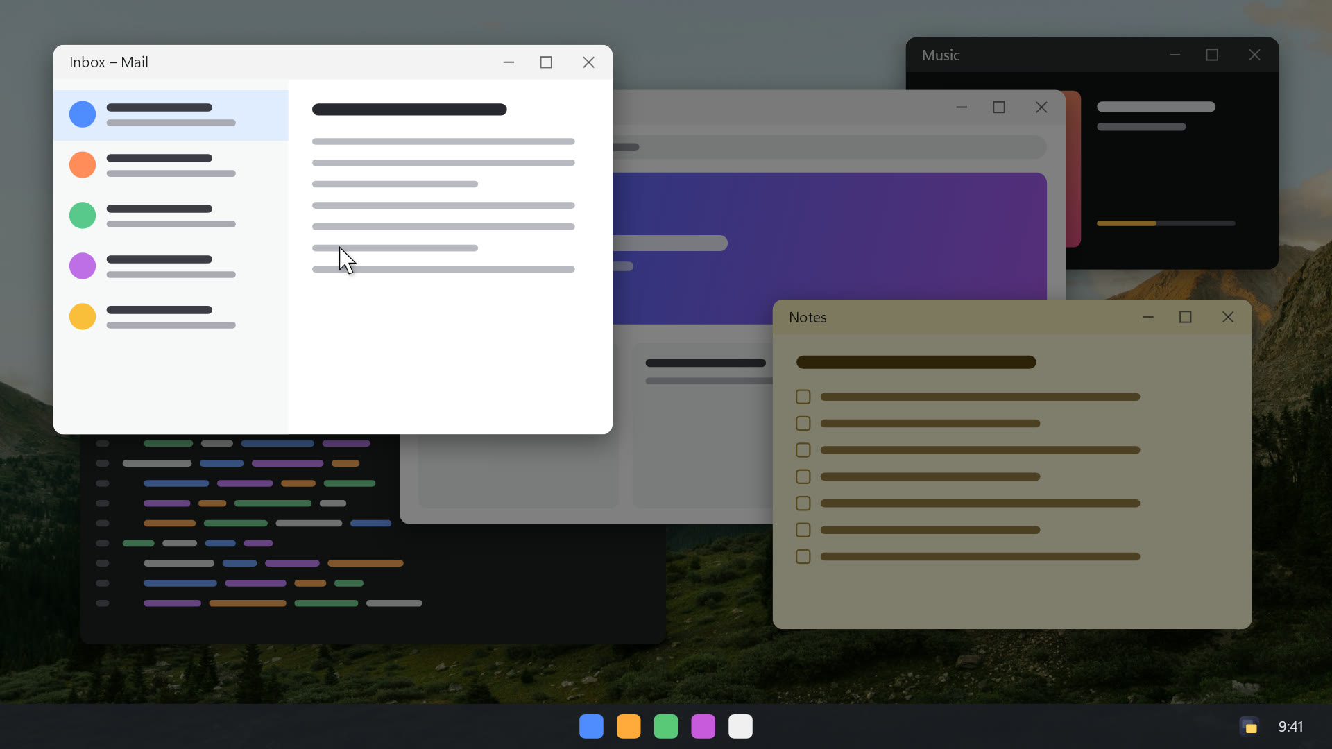 Mail window active and bright, all other windows dimmed by FocusHaze
